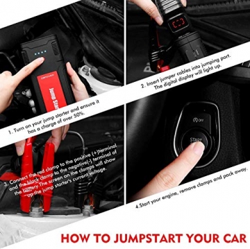 DBPOWER 2000A Peak 16000mAh Car Jump Starter- for up to 7.5L Gasoline/6.0L Diesel Engines with LCD Screen, USB Quick Charge, 12V Auto Battery Booster - 2