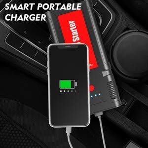 DBPOWER 2000A Peak 16000mAh Car Jump Starter- for up to 7.5L Gasoline/6.0L Diesel Engines with LCD Screen, USB Quick Charge, 12V Auto Battery Booster - 6
