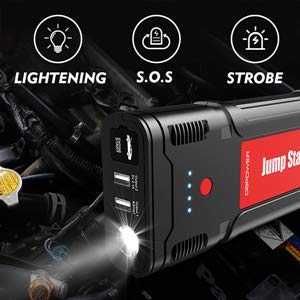 DBPOWER 2000A Peak 16000mAh Car Jump Starter- for up to 7.5L Gasoline/6.0L Diesel Engines with LCD Screen, USB Quick Charge, 12V Auto Battery Booster - 7