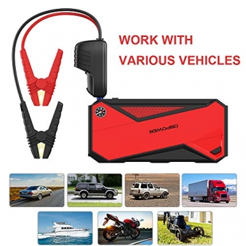DBPOWER DJS50 Jump Starter Battery Pack for Automobiles, 800Amp 18000mAh 5/12/16/19V Portable Auto Car Battery Charger, 20 Starts, with Jumper Cables, Up to 7.2 Liter Gasoline and 5.5 Liter Diesel - 6
