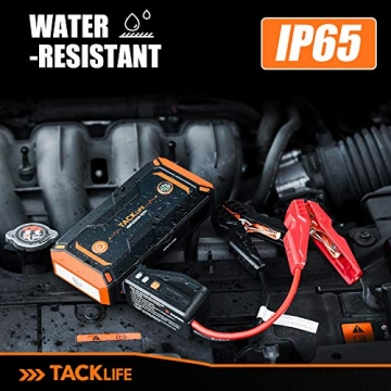 TACKLIFE T8 Pro 1200A Peak 18000mAh Water-Resistant Car Jump Starter (up to 7.5L Gas, 6L Diesel Engine) with LCD Screen, USB Quick Charge, 12V Auto Battery Booster, Portable Power Pack - 6