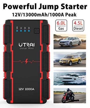 UTRAI Jump Starter Car Battery 13000mAh 1000A Power Bank Smart-Clip with Battery Detection for 12V Car Booster Jstar Mini - 3