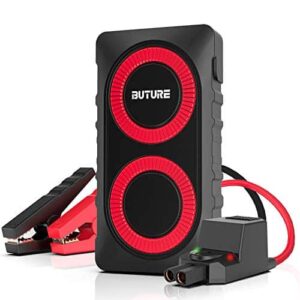 BUTURE Portable Car Jump Starter, 800A 12000mAh Lithium Car Starter for up to 6.0L Gas/5.0L Diesel Engine, Quick-Charge Car Battery Jump Starter with Extended Smart Jumper Cables, Flashlight - 1