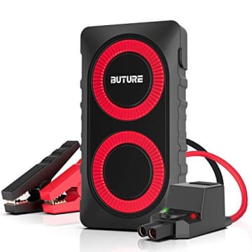 BUTURE Portable Car Jump Starter, 800A 12000mAh Lithium Car Starter for up to 6.0L Gas/5.0L Diesel Engine, Quick-Charge Car Battery Jump Starter with Extended Smart Jumper Cables, Flashlight - 1