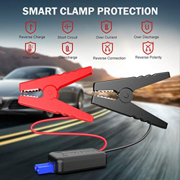 Car Jump Starter, YABER 800A 12800mAh Portable Battery Jump Starter (Up to 6.5L GAS/5.0L Diesel Engines), Compact Battery Booster Pack with Built-in Safety Hammer, LED Light, Compass, QC3.0 USB Output - 5
