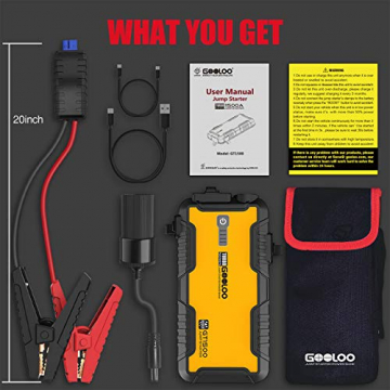 GOOLOO 1500A Peak Car Jump Starter GT1500(Up to 8.0L Gas, 6.0L Diesel Engine) with USB Quick Charge, Type-C Port, Water-Resistant Function,12V Portable Car Starter and Car Battery Booster,Yellow - 4