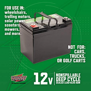 Interstate Batteries 12V 35AH Sealed Lead Acid (SLA) AGM Deep Cycle Battery (DCM0035) Insert Terminals - 3