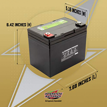 Interstate Batteries 12V 35AH Sealed Lead Acid (SLA) AGM Deep Cycle Battery (DCM0035) Insert Terminals - 6