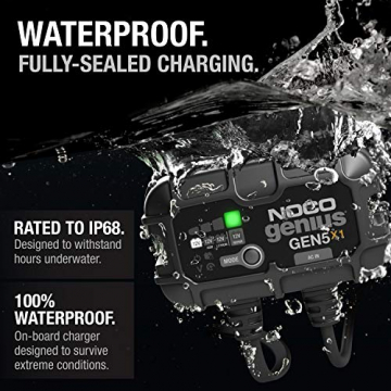 NOCO Genius GEN5X1, 1-Bank, 5-Amp (5-Amp Per Bank) Fully-Automatic Smart Marine Charger, 12V Onboard Battery Charger, Battery Maintainer and Battery Desulfator with Temperature Compensation - 7