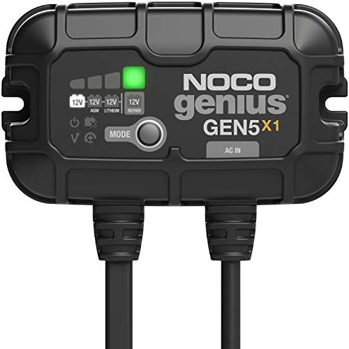 NOCO Genius GEN5X1, 1-Bank, 5-Amp (5-Amp Per Bank) Fully-Automatic Smart Marine Charger, 12V Onboard Battery Charger, Battery Maintainer and Battery Desulfator with Temperature Compensation - 1