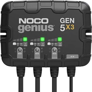 NOCO Genius GEN5X3, 3-Bank, 15-Amp (5-Amp Per Bank) Fully-Automatic Smart Marine Charger, 12V Onboard Battery Charger, Battery Maintainer and Battery Desulfator with Temperature Compensation - 1