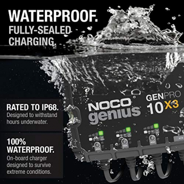 NOCO Genius GENPRO10X3, 3-Bank, 30-Amp (10-Amp Per Bank) Fully-Automatic Smart Marine Charger, 12V Onboard Battery Charger, Battery Maintainer and Battery Desulfator with Temperature Compensation - 3