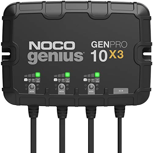 NOCO Genius GENPRO10X3, 3-Bank, 30-Amp (10-Amp Per Bank) Fully-Automatic Smart Marine Charger, 12V Onboard Battery Charger, Battery Maintainer and Battery Desulfator with Temperature Compensation - 1