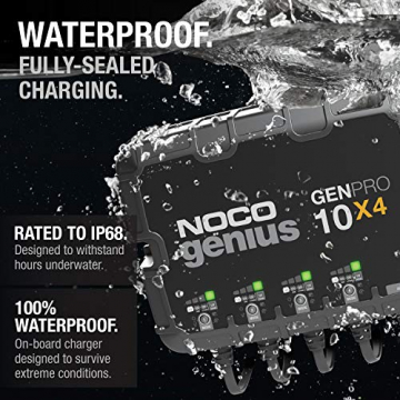 NOCO Genius GENPRO10X4, 4-Bank, 40-Amp (10-Amp Per Bank) Fully-Automatic Smart Marine Charger, 12V Onboard Battery Charger, Battery Maintainer and Battery Desulfator with Temperature Compensation - 6