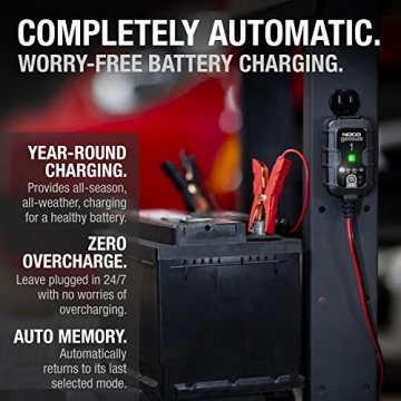 NOCO GENIUS1, 1-Amp Fully-Automatic Smart Charger, 6V and 12V Battery Charger, Battery Maintainer, Trickle Charger, and Battery Desulfator with Temperature Compensation - 2