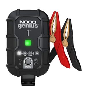NOCO GENIUS1, 1-Amp Fully-Automatic Smart Charger, 6V and 12V Battery Charger, Battery Maintainer, Trickle Charger, and Battery Desulfator with Temperature Compensation - 1