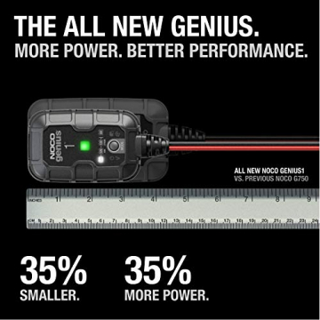 NOCO GENIUS1, 1-Amp Fully-Automatic Smart Charger, 6V and 12V Battery Charger, Battery Maintainer, Trickle Charger, and Battery Desulfator with Temperature Compensation - 6