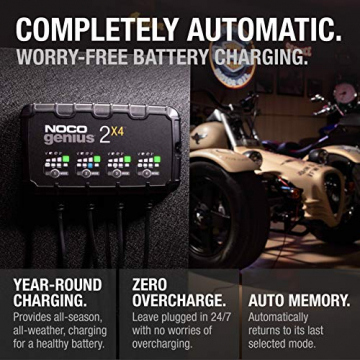 NOCO GENIUS2X4, 4-Bank, 8-Amp (2-Amp Per Bank) Fully-Automatic Smart Charger, 6V And 12V Battery Charger, Battery Maintainer, Trickle Charger, And Battery Desulfator With Temperature Compensation - 3