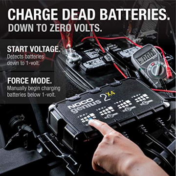 NOCO GENIUS2X4, 4-Bank, 8-Amp (2-Amp Per Bank) Fully-Automatic Smart Charger, 6V And 12V Battery Charger, Battery Maintainer, Trickle Charger, And Battery Desulfator With Temperature Compensation - 8