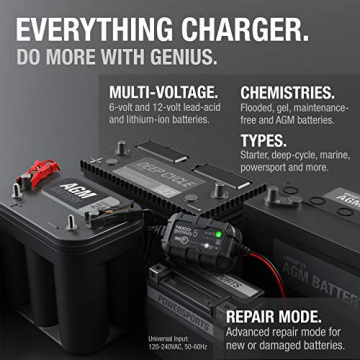 NOCO GENIUS5, 5-Amp Fully-Automatic Smart Charger, 6V and 12V Battery Charger, Battery Maintainer, Trickle Charger, and Battery Desulfator with Temperature Compensation - 3