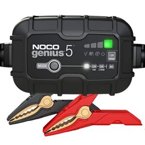 NOCO GENIUS5, 5-Amp Fully-Automatic Smart Charger, 6V and 12V Battery Charger, Battery Maintainer, Trickle Charger, and Battery Desulfator with Temperature Compensation - 1