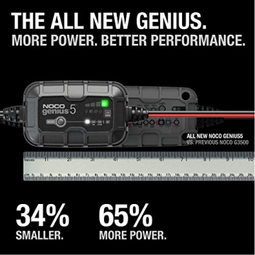 NOCO GENIUS5, 5-Amp Fully-Automatic Smart Charger, 6V and 12V Battery Charger, Battery Maintainer, Trickle Charger, and Battery Desulfator with Temperature Compensation - 5