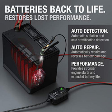 NOCO GENIUS5, 5-Amp Fully-Automatic Smart Charger, 6V and 12V Battery Charger, Battery Maintainer, Trickle Charger, and Battery Desulfator with Temperature Compensation - 6