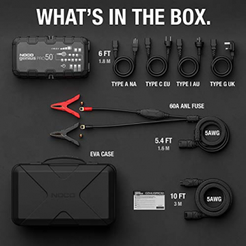 NOCO GENIUSPRO50, 50-Amp Fully-Automatic Professional Smart Charger, 6V, 12V and 24V Battery Charger, Battery Maintainer, Power Supply, And Battery Desulfator With Temperature Compensation - 3