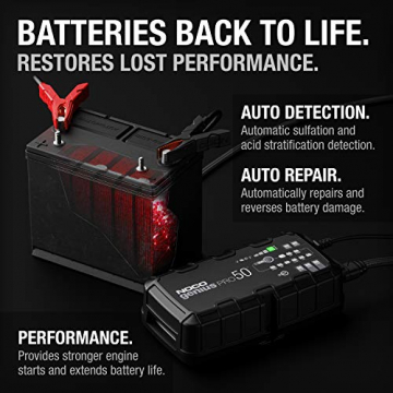 NOCO GENIUSPRO50, 50-Amp Fully-Automatic Professional Smart Charger, 6V, 12V and 24V Battery Charger, Battery Maintainer, Power Supply, And Battery Desulfator With Temperature Compensation - 6