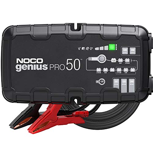 NOCO GENIUSPRO50, 50-Amp Fully-Automatic Professional Smart Charger, 6V, 12V and 24V Battery Charger, Battery Maintainer, Power Supply, And Battery Desulfator With Temperature Compensation - 1