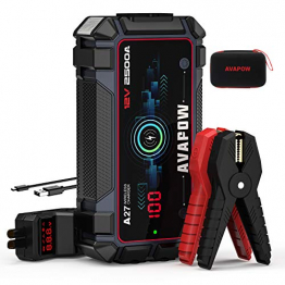 AVAPOW Car Battery Jump Starter 2500A Peak 22800mAh, Portable Auto Battery Boost Pack Jumper Box (Up to 8L Gas 8L Diesel Engine with Smart Safety Cable, Wireless Charging and USB Fast Charging, IP65 - 1