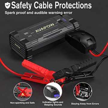 AVAPOW Car Battery Jump Starter Portable,3000A Peak 23800mAh,12V Jump Boxes for Vehicles(Up to 8L Gas/8L Diesel Engine),Auto Battery Booster Jumper Pack with USB QC3.0/LED Light… - 3