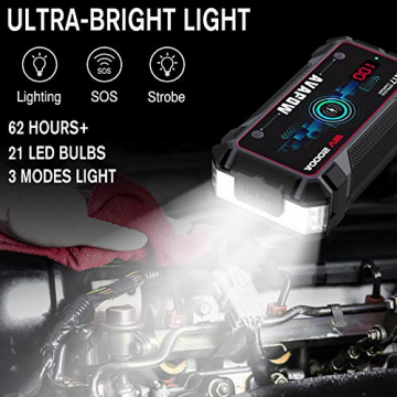 AVAPOW Car Jump Starter 2000A Peak 16800mAh Jump Boxes for Vehicles(Upto 12V 8L Gas/6.5L Diesel Engine) Equipped Fast Wireless Charging and USB QC 3.0 with 400 Lumen LED Jump Starter Battery Pack - 4