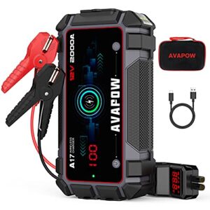 AVAPOW Car Jump Starter 2000A Peak 16800mAh Jump Boxes for Vehicles(Upto 12V 8L Gas/6.5L Diesel Engine) Equipped Fast Wireless Charging and USB QC 3.0 with 400 Lumen LED Jump Starter Battery Pack - 1