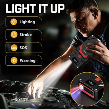 BIUBLE Car Jump Starter, 2500A Peak 24000mAh (Up to All Gas or 8.0L Diesel Engine, 50 Times) 12V Auto Booster Battery Pack Jump Box with 10W Wireless Charger Smart Jump Cables - 4