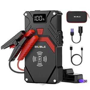 BIUBLE Car Jump Starter, 2500A Peak 24000mAh (Up to All Gas or 8.0L Diesel Engine, 50 Times) 12V Auto Booster Battery Pack Jump Box with 10W Wireless Charger Smart Jump Cables - 1