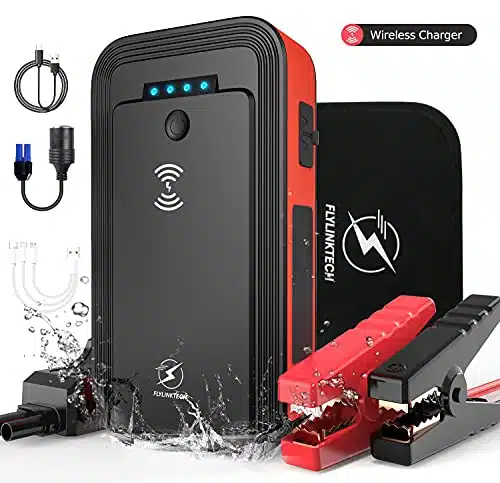  FLYLINKTECH Jump Starter with 10W Wireless Charger, 1500A  18000mAh Portable Car Battery Jump Starter (up to 8L Gas or 6L Diesel) 12V  Auto Jump Pack Jump Box with Fast Charge 3.0