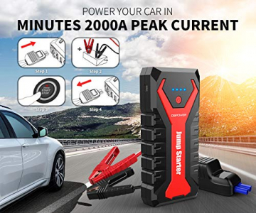 DBPOWER 2000A 20800mAh Portable Car Jump Starter (up to 8.0L Gas/6.5L Diesel Engines) Auto Battery Booster Pack with Dual USB Outputs, Type-C Port, and LED Flashlight - 7