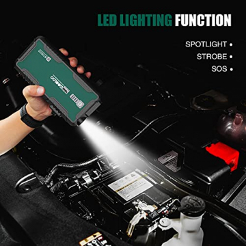 GOOLOO 1500A Portable Car Jump Starter GT1500 with USB Quick Charge 3.0(Up to 8.0L Gas, 6.0L Diesel Engine),12V Water-Resistant Jump Pack & Battery Booster,Green … - 6
