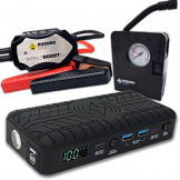 RUGGED GEEK RG1200 Safety Plus 1200A Portable Car Jump Starter with Wireless Charging, Type-C Ports and 12V Air Compressor/Pump. LED Display, INTELLIBOOST 2.0 Safety Cables, LED Flashlight, USB Ports. - 1