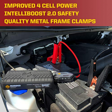 RUGGED GEEK RG1200 Safety Plus 1200A Portable Car Jump Starter with Wireless Charging, Type-C Ports and 12V Air Compressor/Pump. LED Display, INTELLIBOOST 2.0 Safety Cables, LED Flashlight, USB Ports. - 7