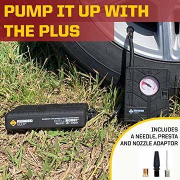 RUGGED GEEK RG1200 Safety Plus 1200A Portable Car Jump Starter with Wireless Charging, Type-C Ports and 12V Air Compressor/Pump. LED Display, INTELLIBOOST 2.0 Safety Cables, LED Flashlight, USB Ports. - 8