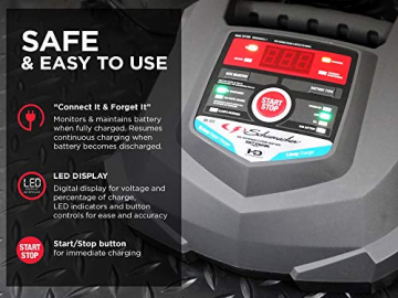 Schumacher Fully Automatic Battery Charger and Maintainer – 15 Amp/3 Amp, 6V/12V - for Marine and Automotive Batteries - 6