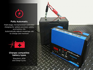 Schumacher Fully Automatic Battery Charger, Maintainer, and Auto Desulfator with Battery Detection – 15 Amp/3 Amp, 6V/12V - For Cars, Trucks, SUVs, Marine, RVs - 3