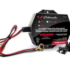 Schumacher Fully Automatic Direct-Mount Under-the-Hood Battery Charger/Maintainer with Battery Detection - 1.5 Amp, 6V/12V - for Cars, Motorcycles, Lawn Tractors, Power Sports - 1