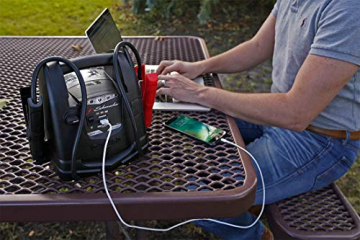 Schumacher Rechargeable AGM Jump Starter for Gas, Diesel Vehicles – 1000 Amps with Air Compressor and 12V DC, USB Power Station - 7