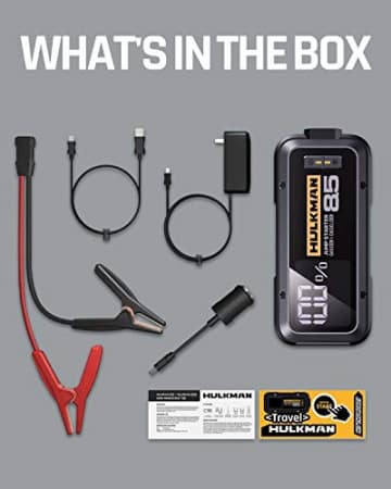 HULKMAN Alpha85S Jump Starter 2000 Amp 20000mAh Car Starter with Pre-Heat Tech Lithium Portable Car Battery Booster Pack for up to 8.5 Liter Gasoline and 6 Liter Diesel Engines - 8