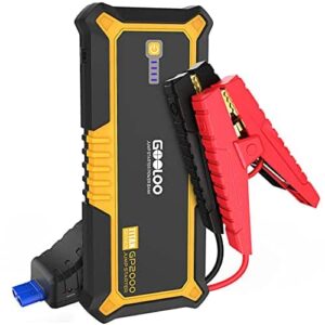 GOOLOO GP2000 2000 Amp Car Battery Jump Starter for up to 9L Gas and 7L Diesel Engines, 12V Portable Car Battery Booster Pack, Lithium Jump Box with LED Light, USB Quick Charge, Type-C, Yellow - 1