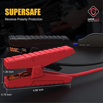 GOOLOO GP2000 2000 Amp Car Battery Jump Starter for up to 9L Gas and 7L Diesel Engines, 12V Portable Car Battery Booster Pack, Lithium Jump Box with LED Light, USB Quick Charge, Type-C, Yellow - 5