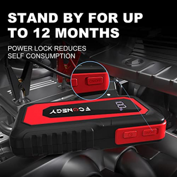 Car Jump Starter, FCONEGY 2000A Peak Portable Battery Jump Starter, 12V Battery Booster (up to 8.0L Gas, 7.0L Diesel Engine) 20000mAh Jumper Power Pack with Dual USB Quick Charge 3.0,LCD Screen - 4